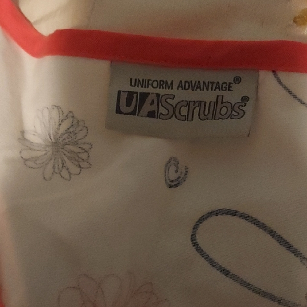 UA Scrubs White Top with Orange Trim